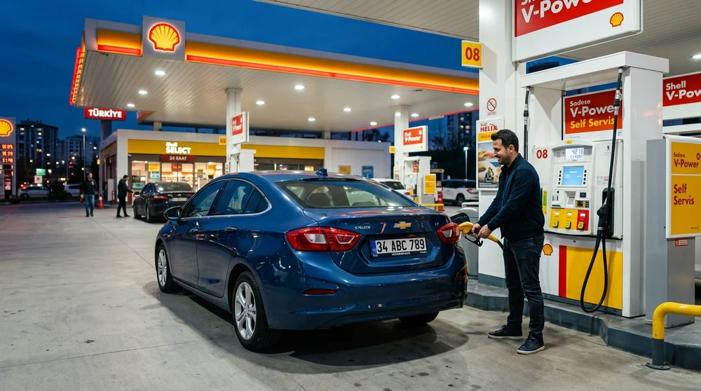 Chevrolet Cruze Akaryakıt İstasyonunda Yakıt Dolumu