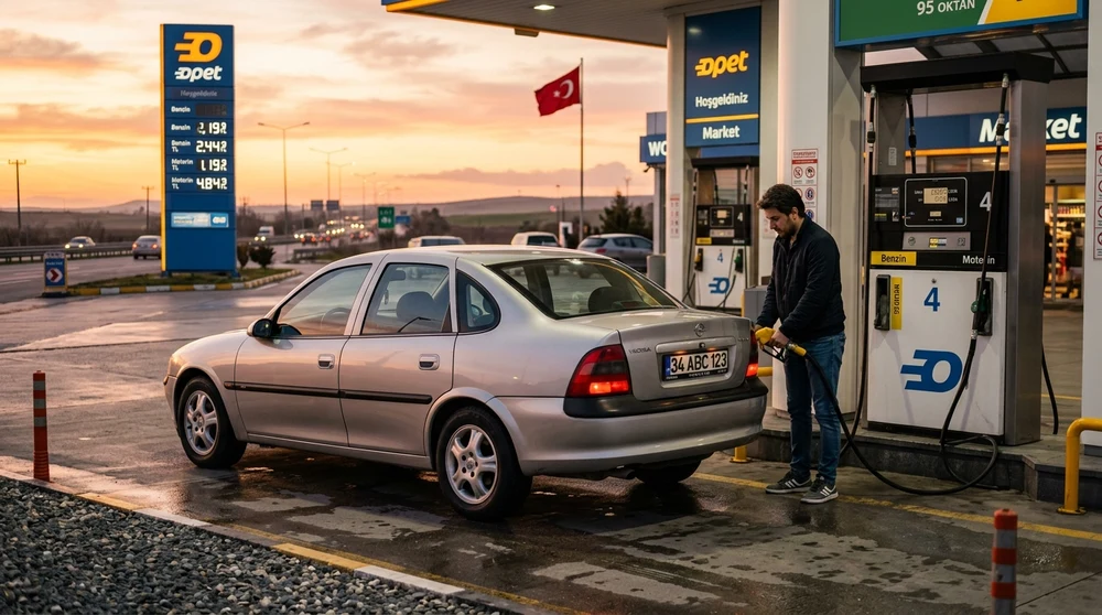 Opel Vectra Akaryakıt İstasyonunda Yakıt Dolumu